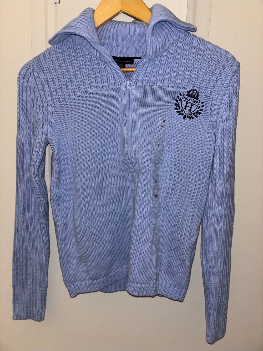 Tommy Hilfiger light blue half zip sweater small NWT